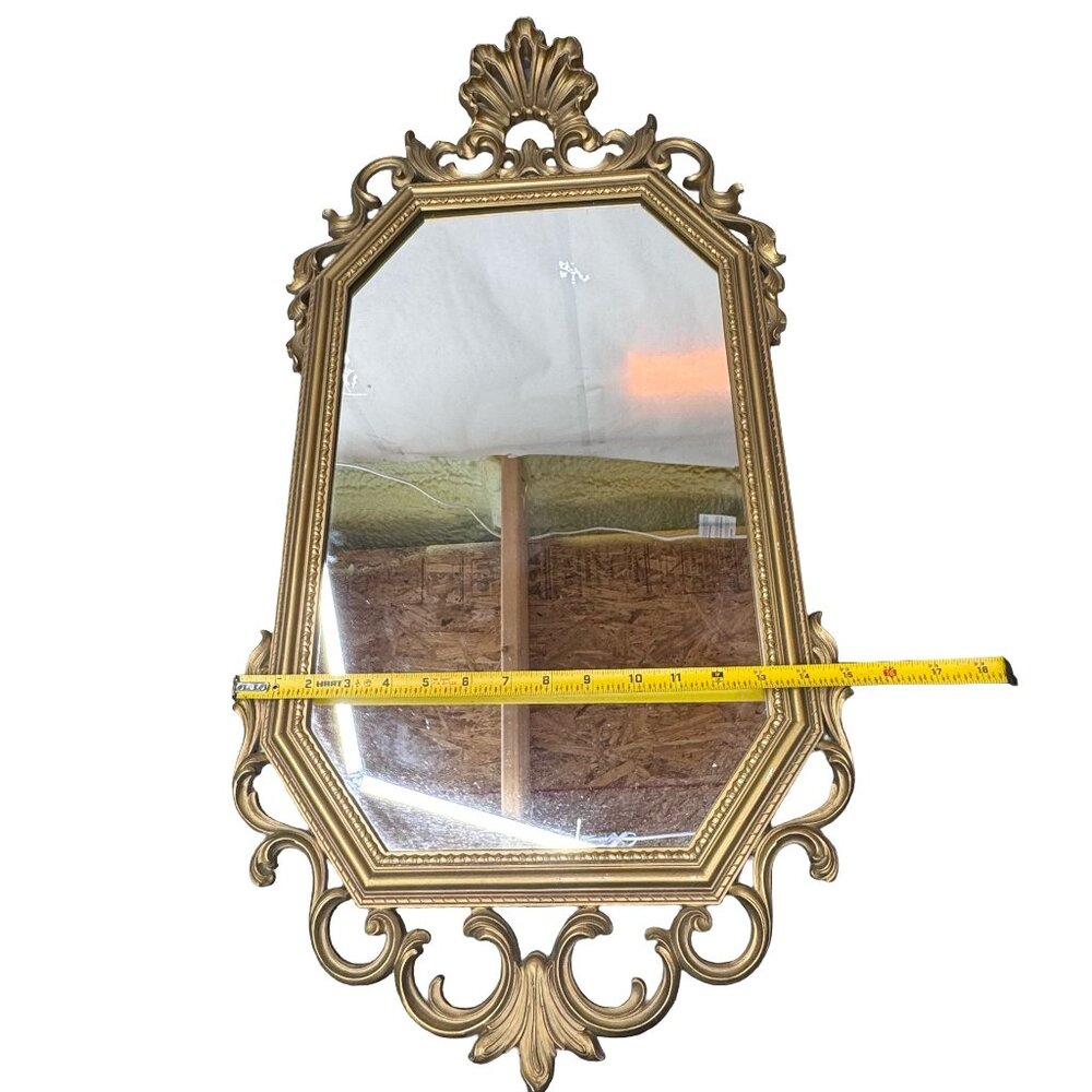 Vintage Syroco Gold Ornate Wall Mirror Hollywood Regency Scroll Made In USA READ - Picture 7 of 13